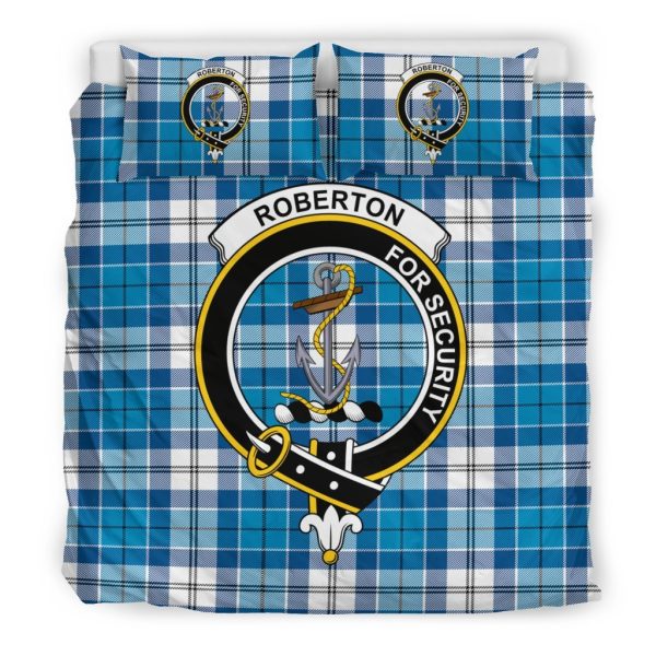 Roberton Family Tartan Crest Bedding Set For Cheap