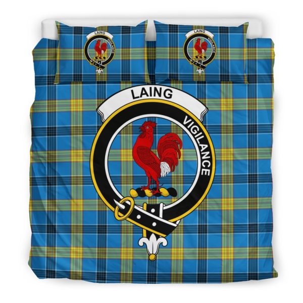Laing Family Tartan Crest Bedding Set For Sale