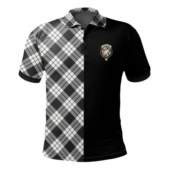 MacFarlane Black _ White Ancient Tartan Polo Shirt Half of Me - Cross Style Fashion