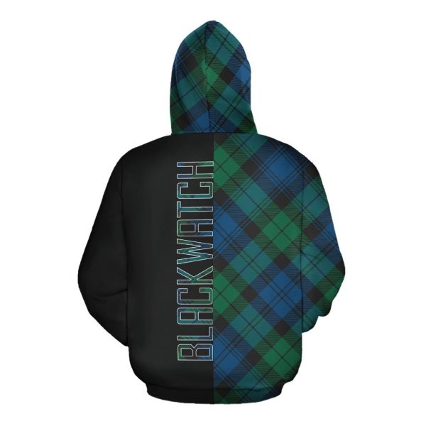 Blackwatch Ancient Tartan Hoodie Half of Me - Cross Style For Cheap - Image 2