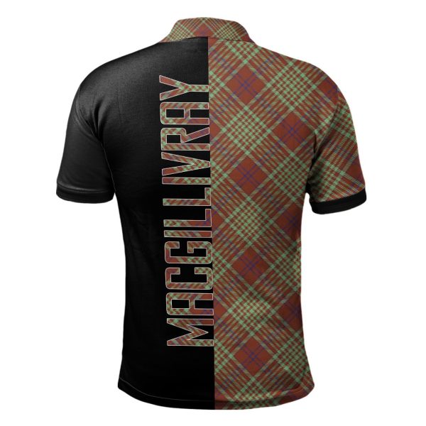 MacGillivray Hunting Ancient Tartan Polo Shirt Half of Me - Cross Style Online Sale - Image 2