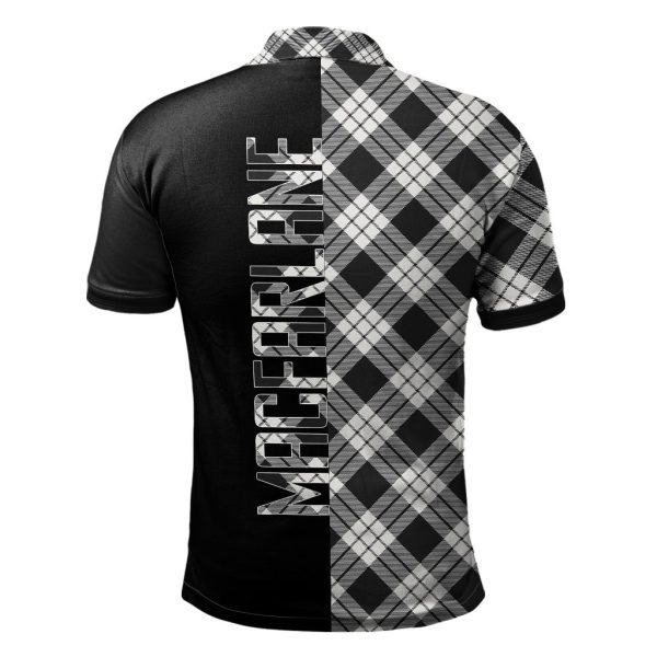 MacFarlane Black _ White Ancient Tartan Polo Shirt Half of Me - Cross Style Fashion - Image 2