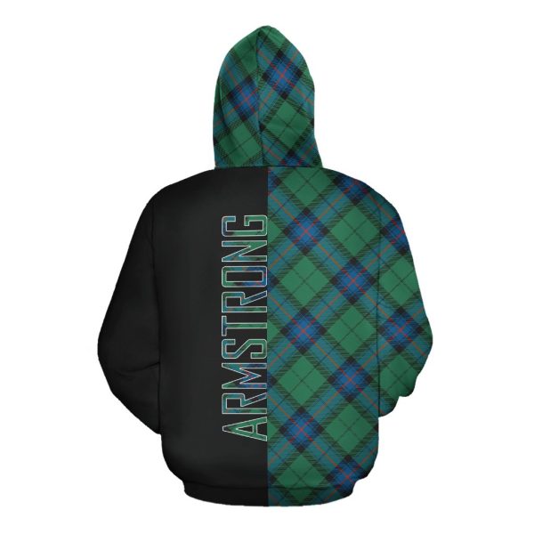Armstrong Ancient Tartan Hoodie Half of Me - Cross Style Sale - Image 2