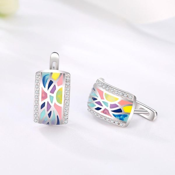 Colorful Sparkling Stud Earrings For Women Clip Earrings Fine Jewelry Hot on Sale - Image 3