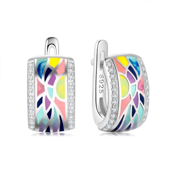 Colorful Sparkling Stud Earrings For Women Clip Earrings Fine Jewelry Hot on Sale