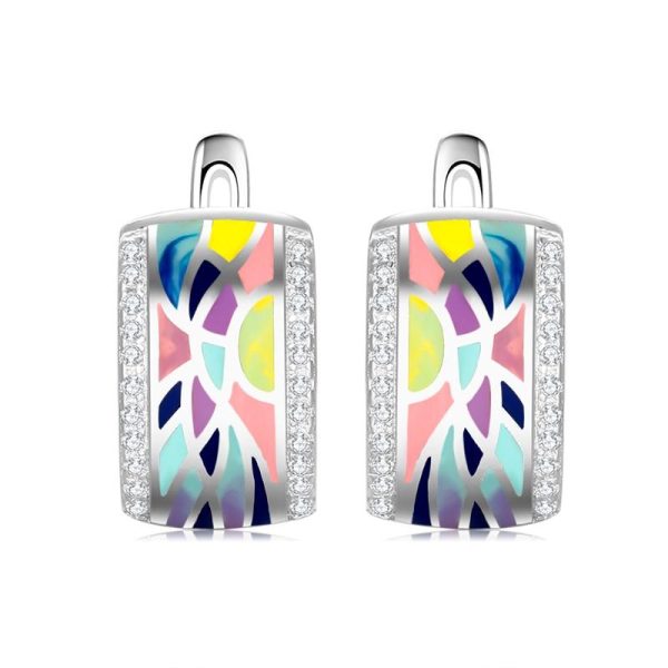 Colorful Sparkling Stud Earrings For Women Clip Earrings Fine Jewelry Hot on Sale - Image 2